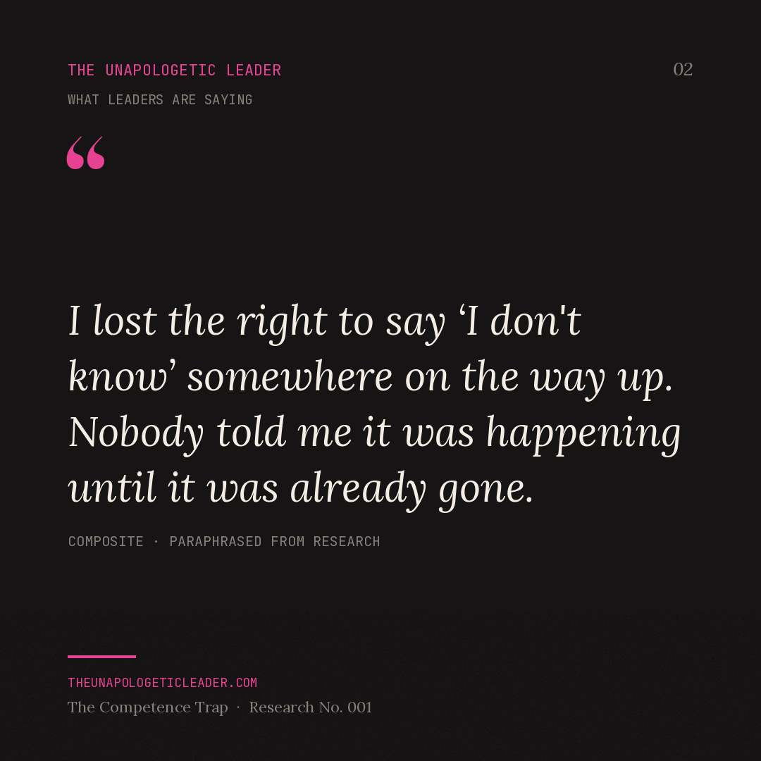 Leader quote: I lost the right to say I do not know somewhere on the way up.