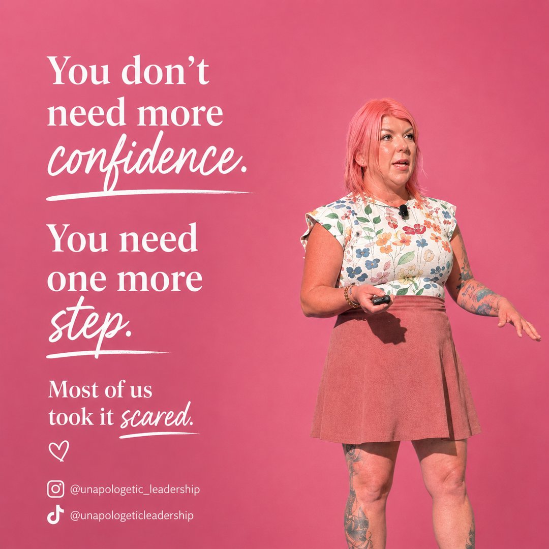 Amanda Friedt on stage: You don't need more confidence. You need one more step. Most of us took it scared.